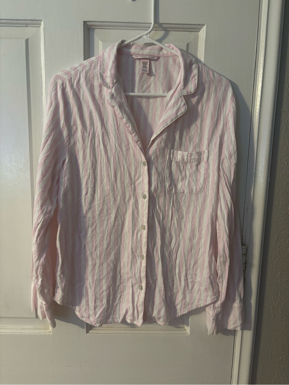 Victoria’s Secret Pink/White Striped Pajama Set in XS